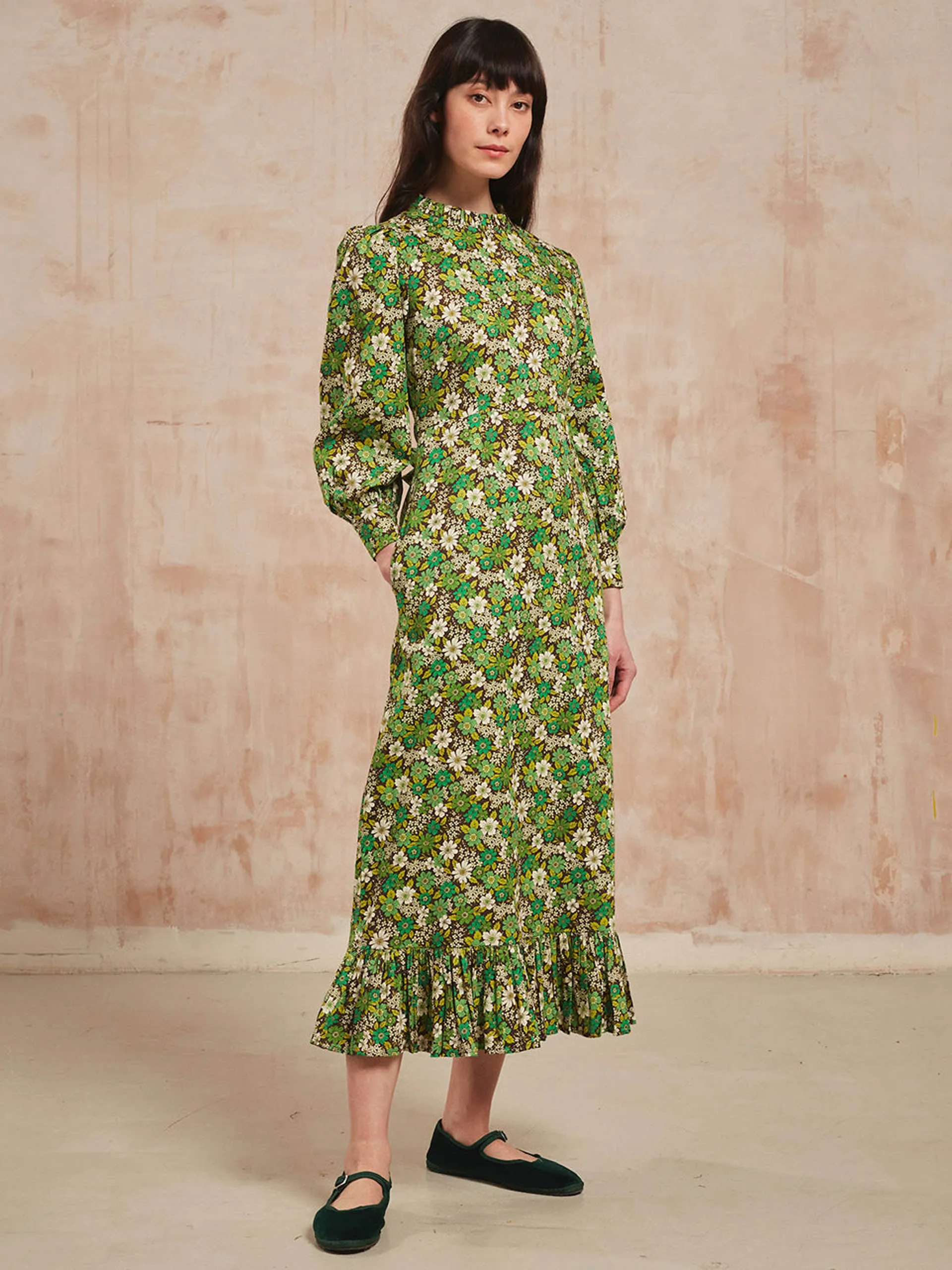 Lime Ditsy print Penworth dress