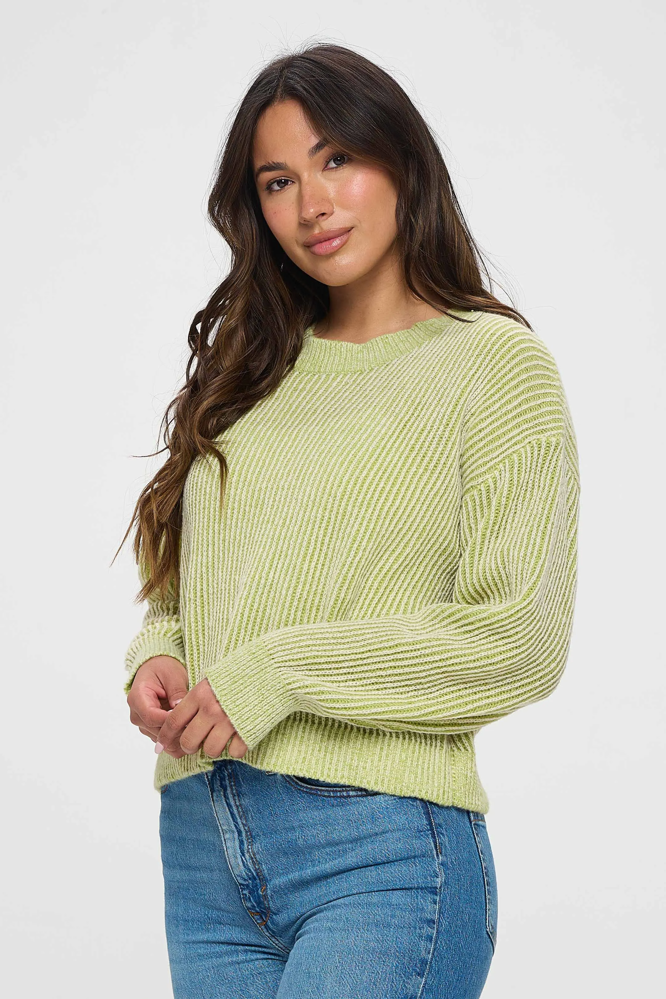 Lime Green Stylish Sweater Top