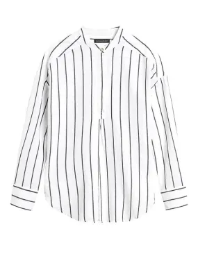 Linen-Cotton Tunic in White Stripe