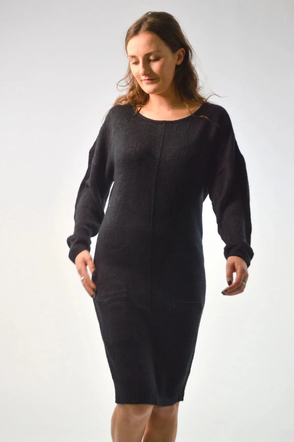 Long Scoop Neck Jumper Dress