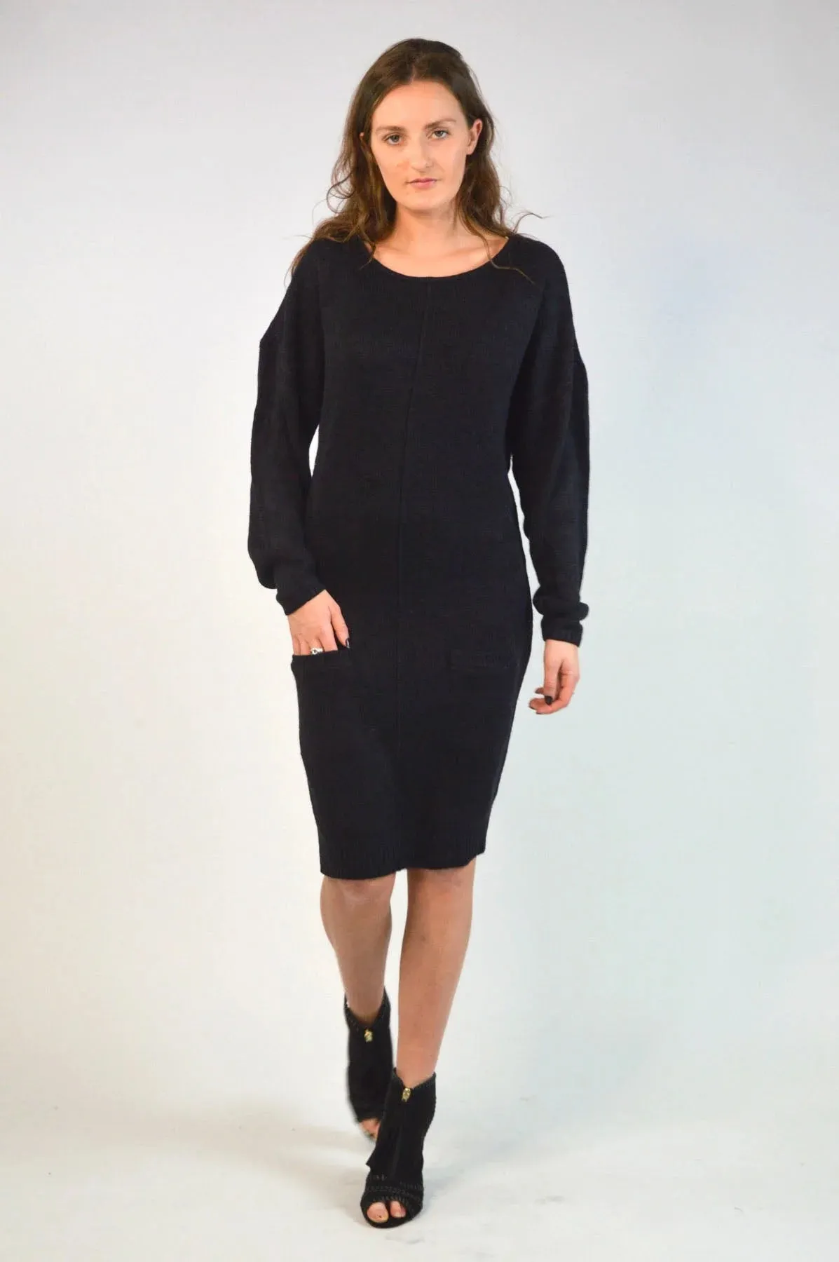 Long Scoop Neck Jumper Dress