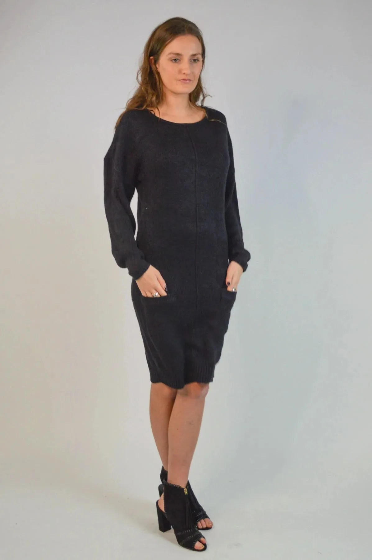 Long Scoop Neck Jumper Dress