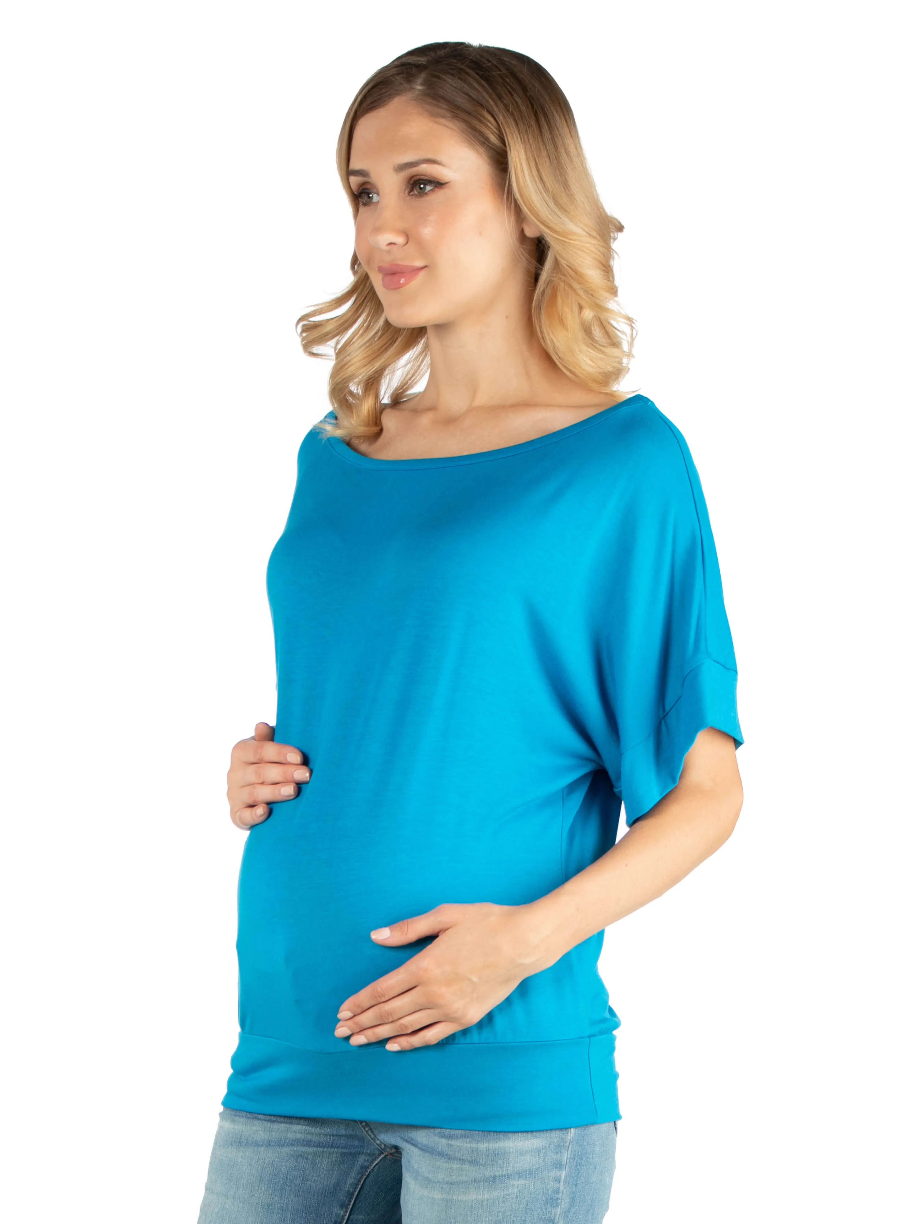 Loose Fit Dolman Maternity Top with Wide Sleeves