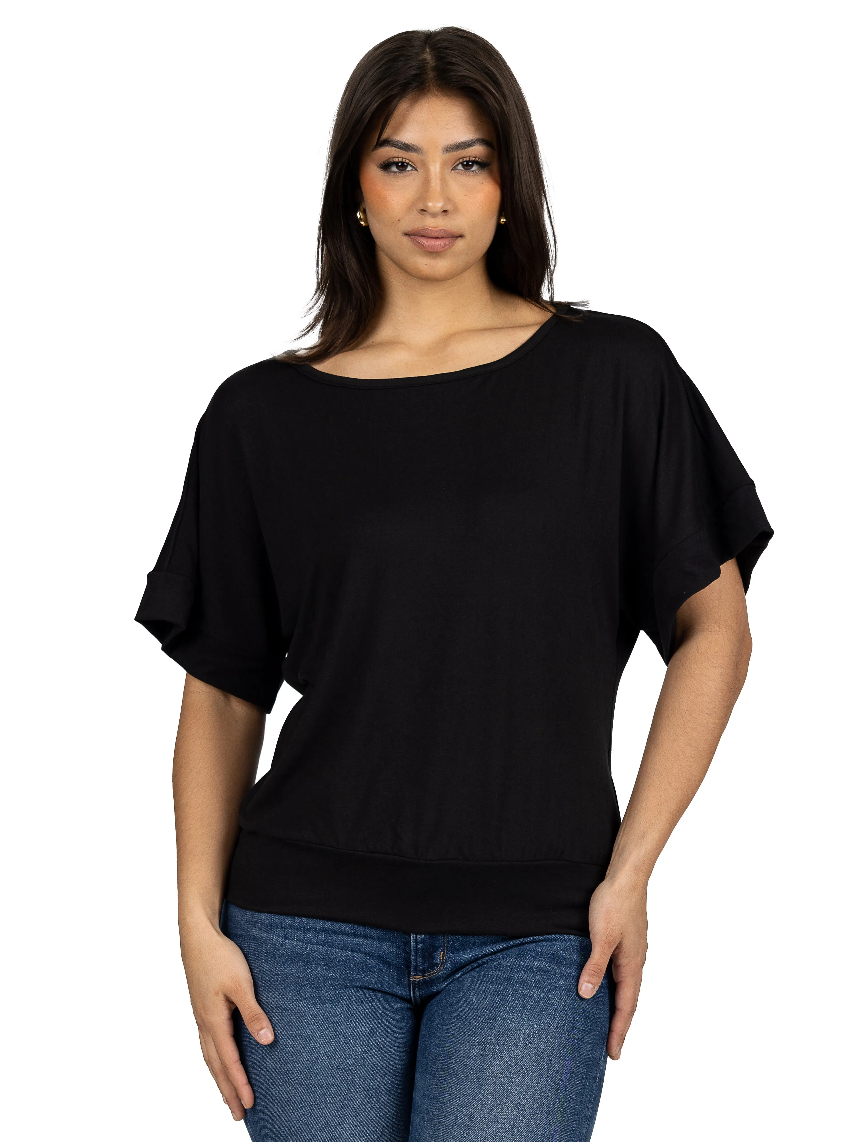 Loose Fit Dolman Top with Wide Sleeves