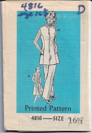 Mail Order 4816 Vintage 1970s Sewing Pattern Ladies Dress Tunic Pants