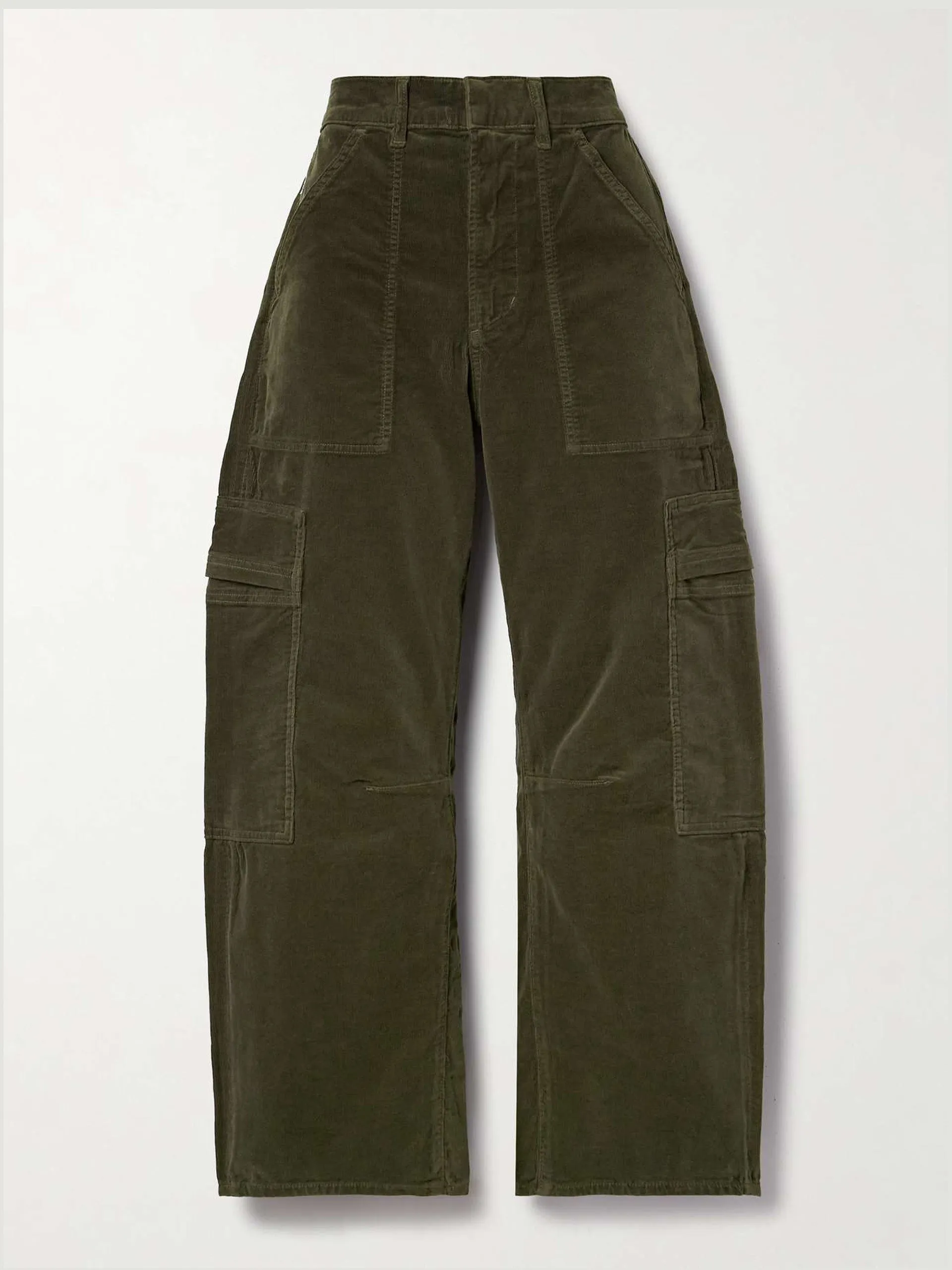 Marcelle cotton-blend corduroy wide-leg cargo pants