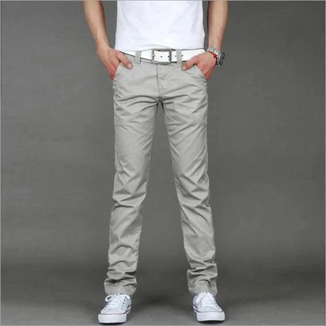 Men Slant Pocket Zip Fly Straight Leg Skinny Pants