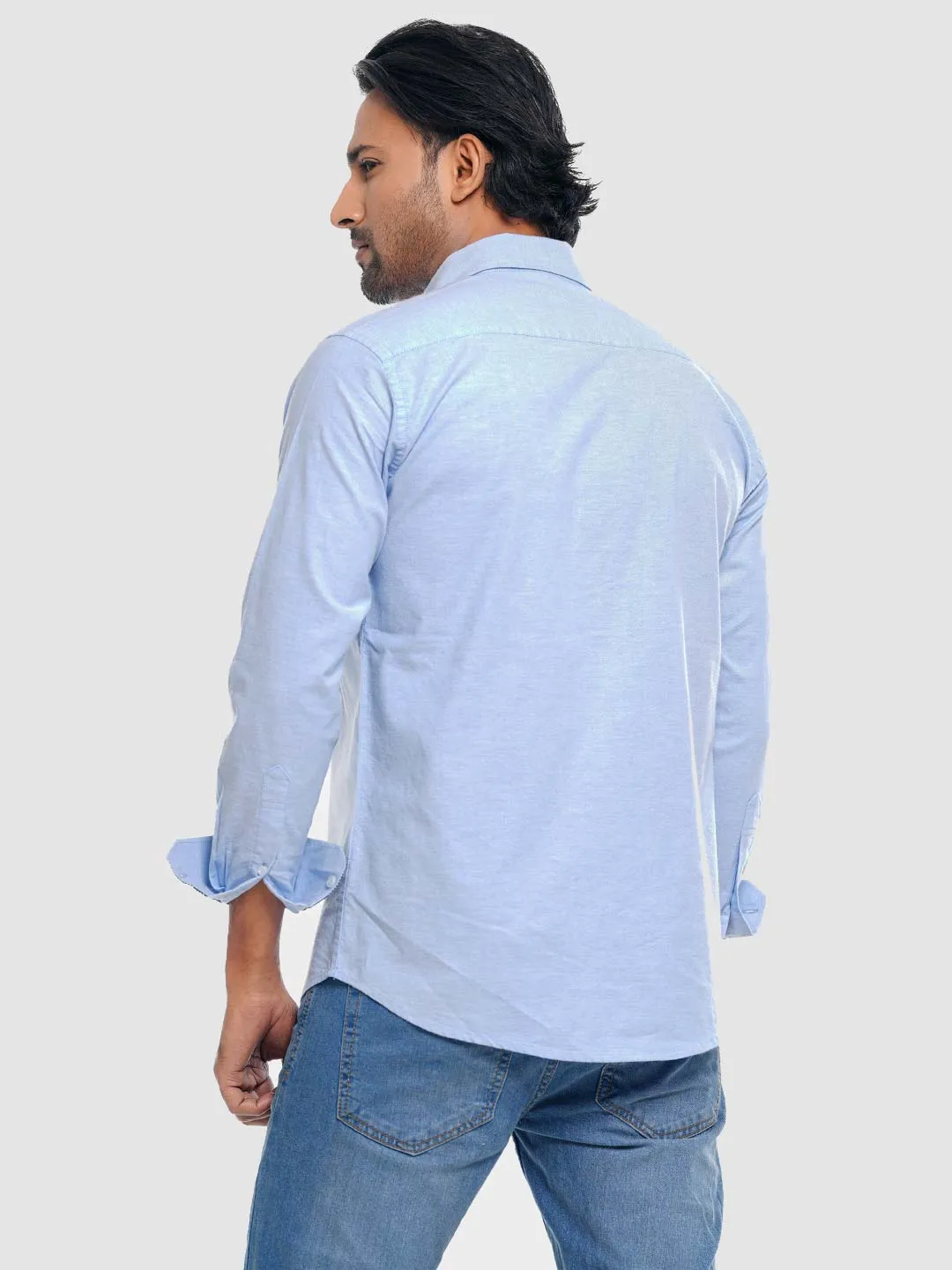 Men's Full Sleeve Shirt in Light Sky