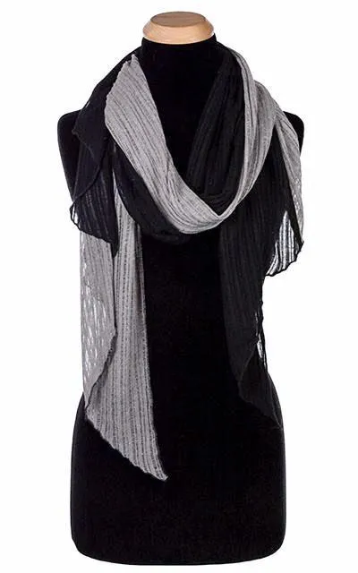 Men's Handkerchief Scarf - Cotton Voile, Two-Tone (One Jet/Rain Voile Left!)