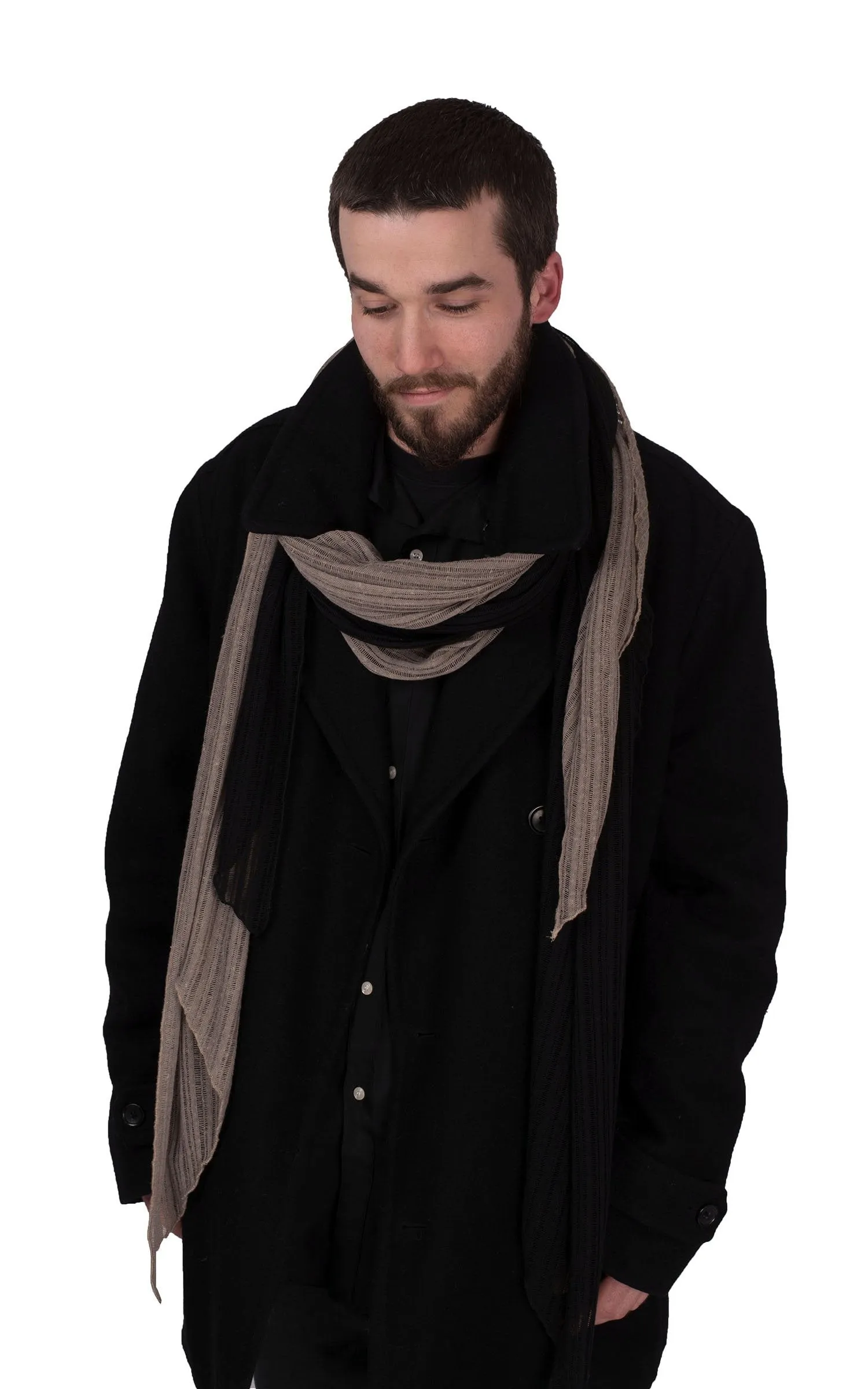 Men's Handkerchief Scarf - Cotton Voile, Two-Tone (One Jet/Rain Voile Left!)