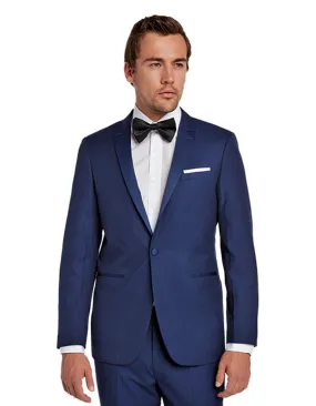 Mens One Button Peak Lapel Tuxedo in Midnight Blue