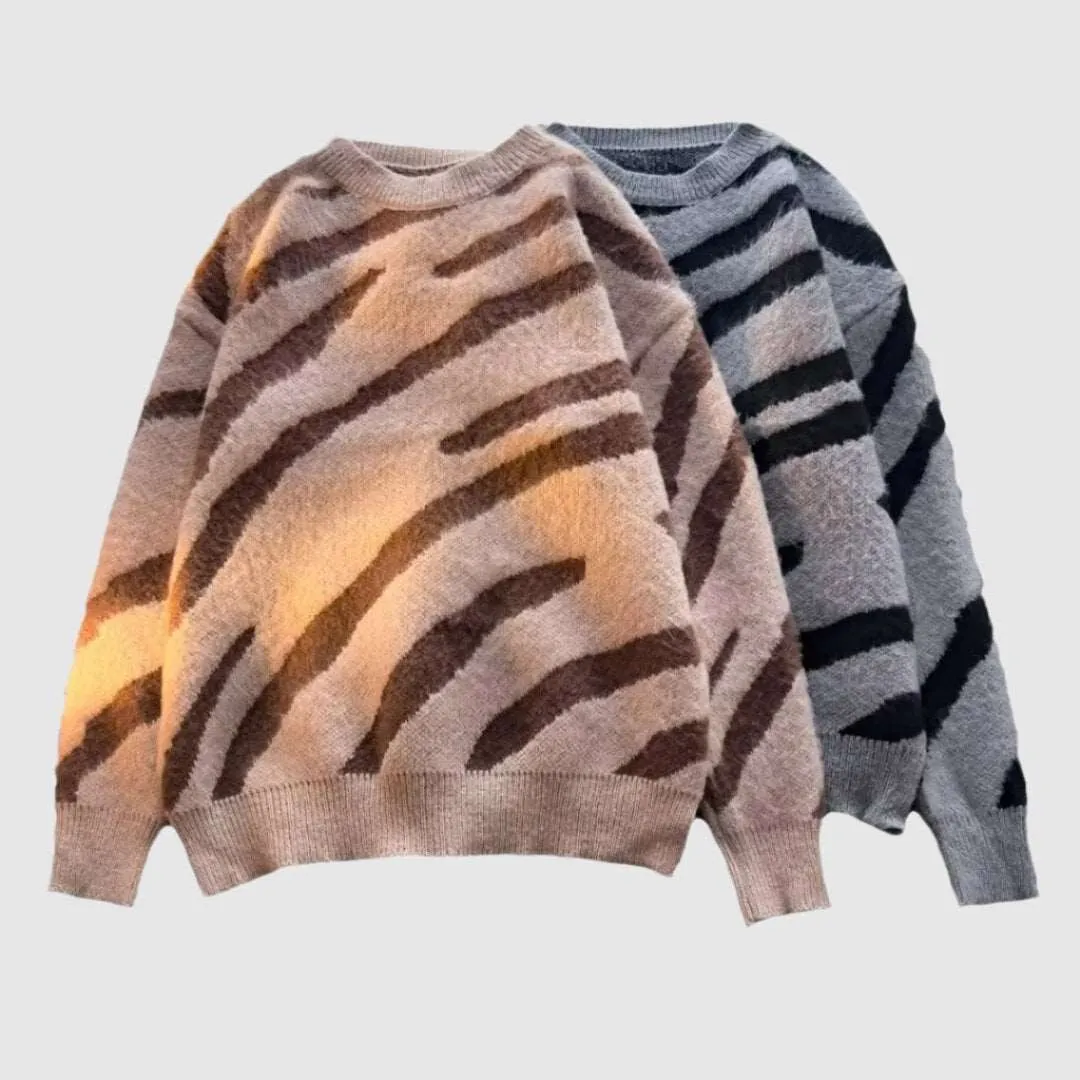 Men's Soft Zebra Pattern Sweater