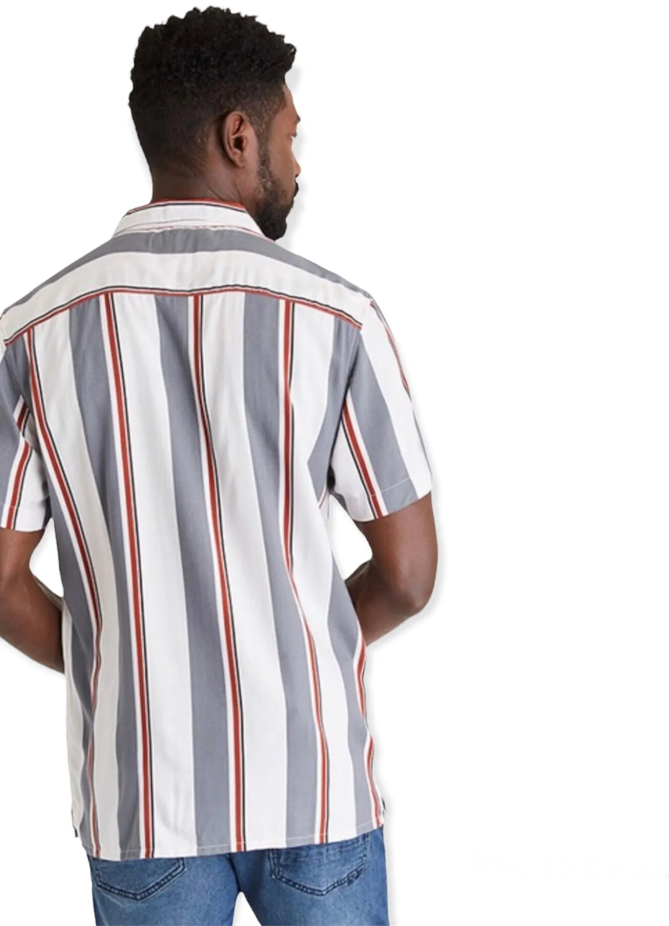 Men’s Striped Short Sleeve Button-Up Camp Shirt