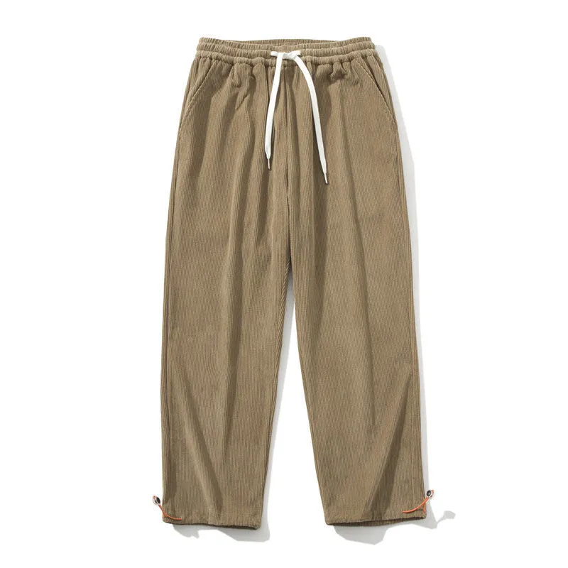 Men's Winter Loose Straight Wide Leg Corduroy Pants