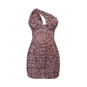 Mesh Leopard Print BreastedSexy Buttocks Corset Dress