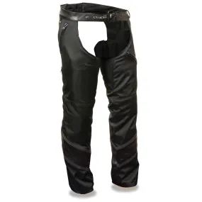 Milwaukee Leather MPM5706 Men's Black Vented Textile Chaps with Leather Trim