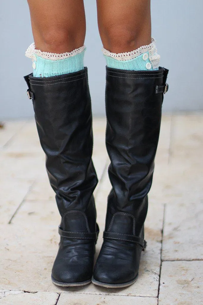 Mint Knit Leg Warmers