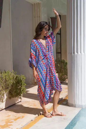 Mixed Print Silky Tunic Dress