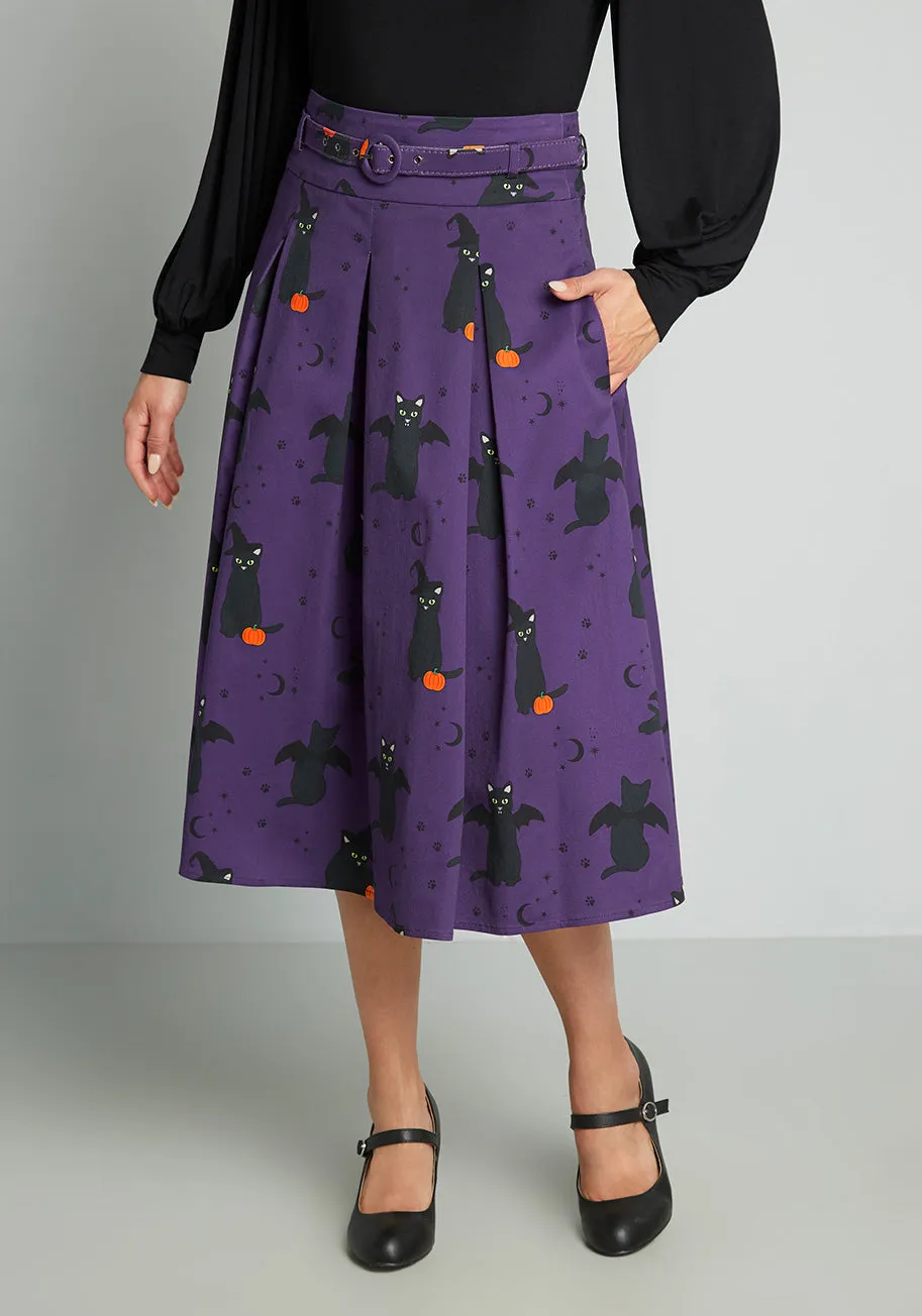 ModCloth x Collectif Cats-Only Costume Party Swing Skirt