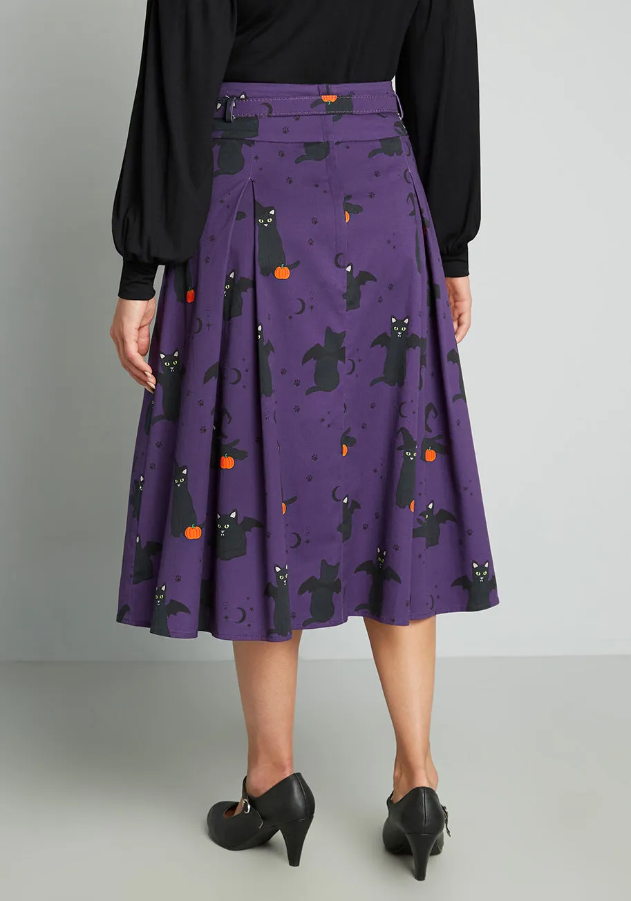 ModCloth x Collectif Cats-Only Costume Party Swing Skirt