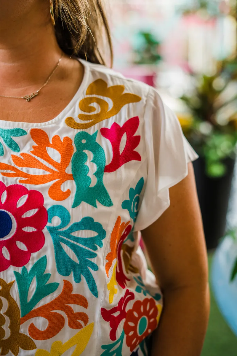 Multi-Color Ruffle Sleeve Top