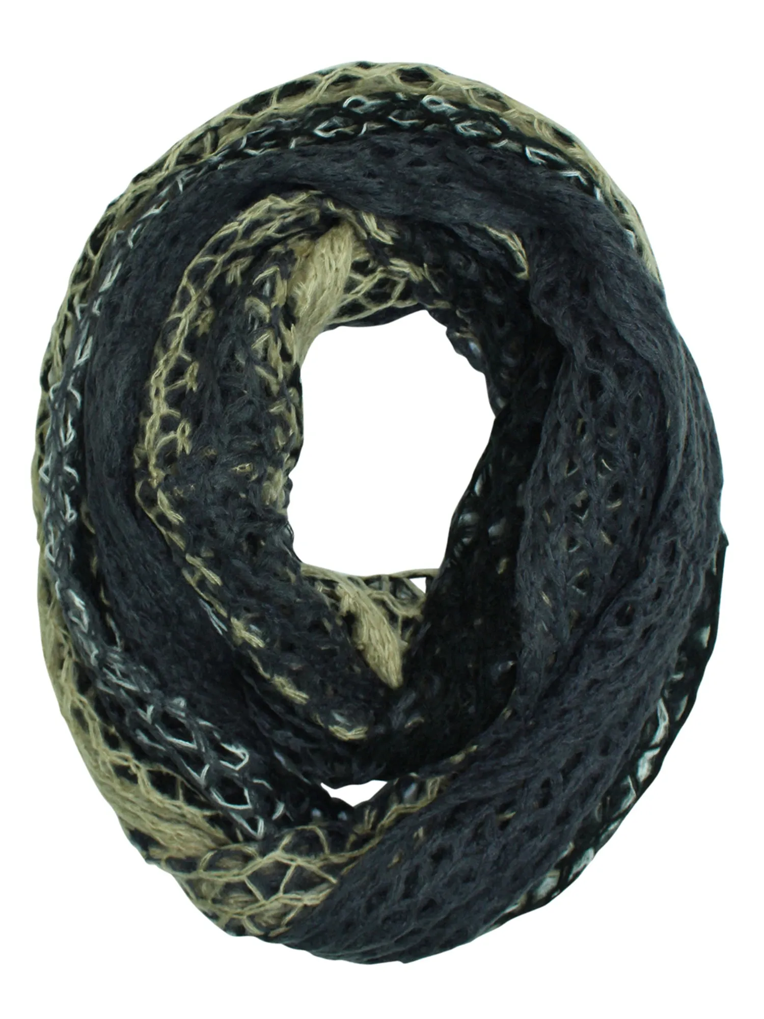 Multi Tone Open Knit Infinity Scarf