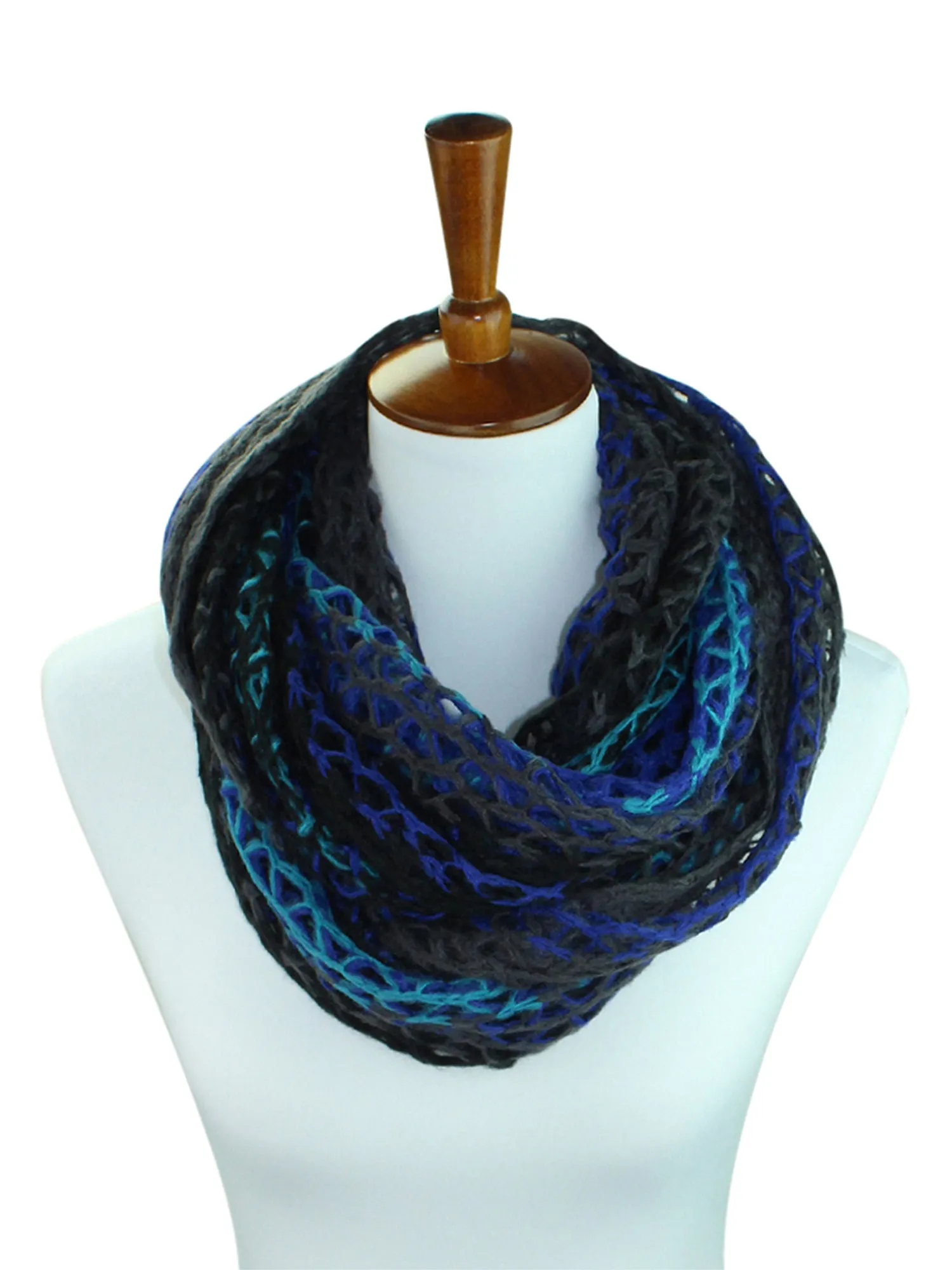 Multi Tone Open Knit Infinity Scarf