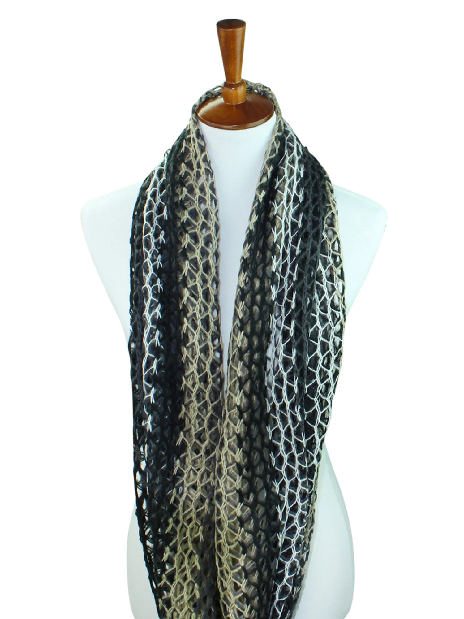 Multi Tone Open Knit Infinity Scarf