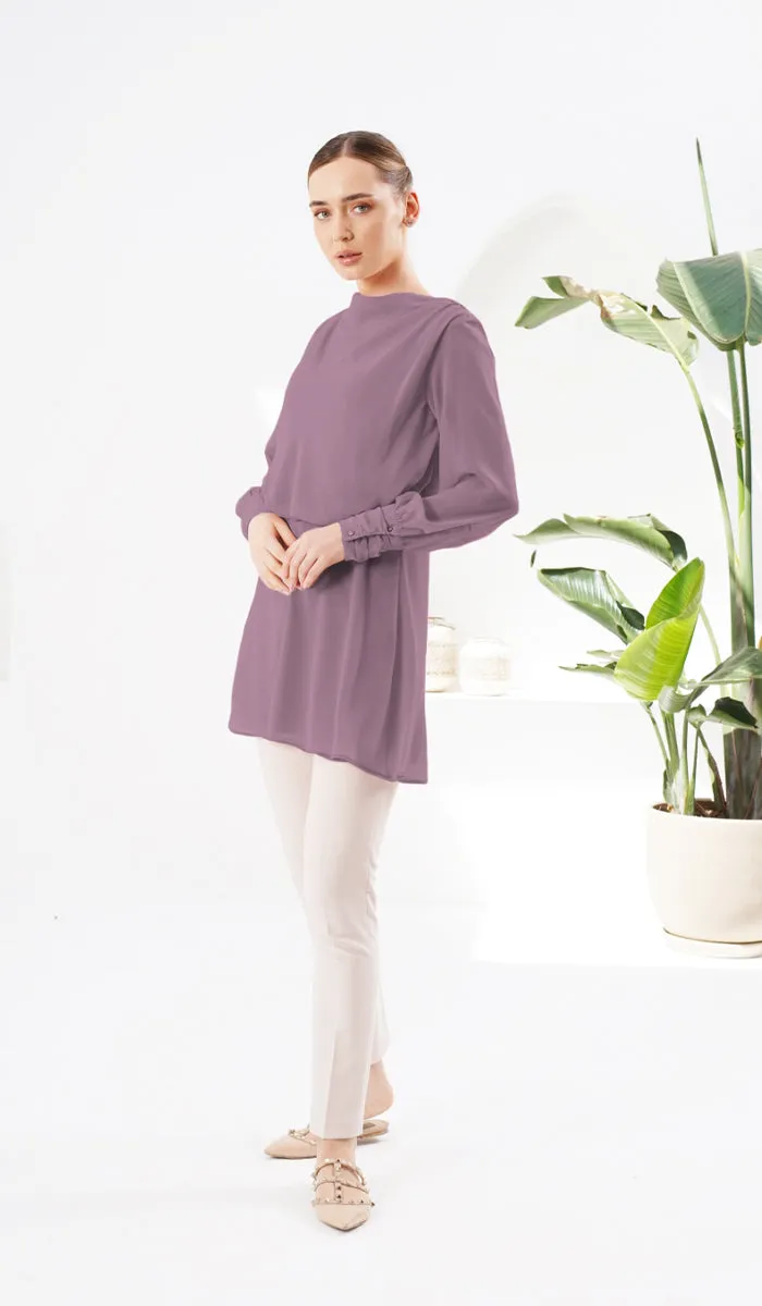 Myra Modest Chiffon Tunic Dress - Dusty Mauve - FINAL SALE