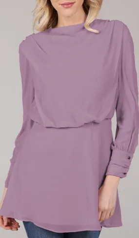 Myra Modest Chiffon Tunic Dress - Dusty Mauve - FINAL SALE