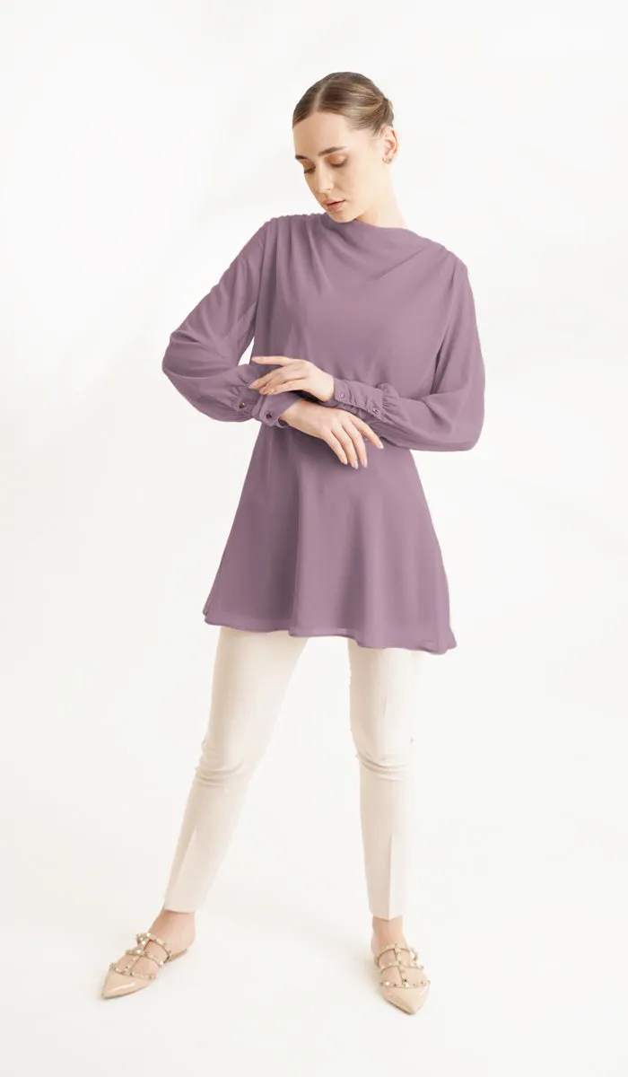 Myra Modest Chiffon Tunic Dress - Dusty Mauve - FINAL SALE