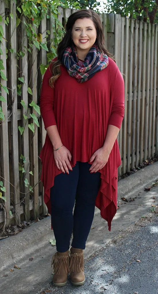 Navy, Green and Red Plaid Infinity Scarf