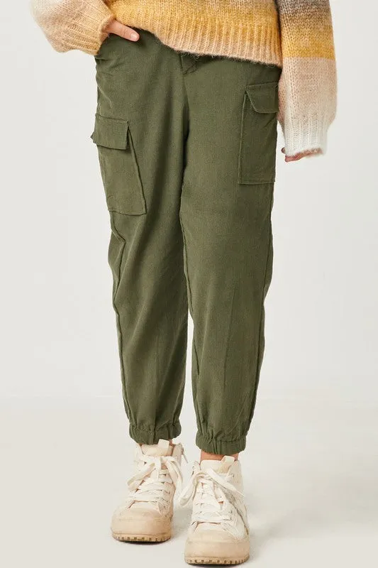 Olive Corduroy Cargo Joggers