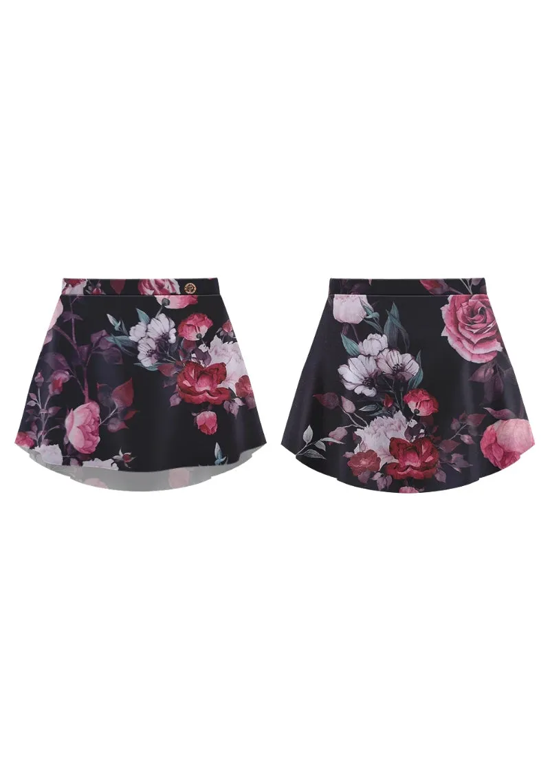 ON SALE Danse de Paris Patterned Pull-On Skirt (Cerise)