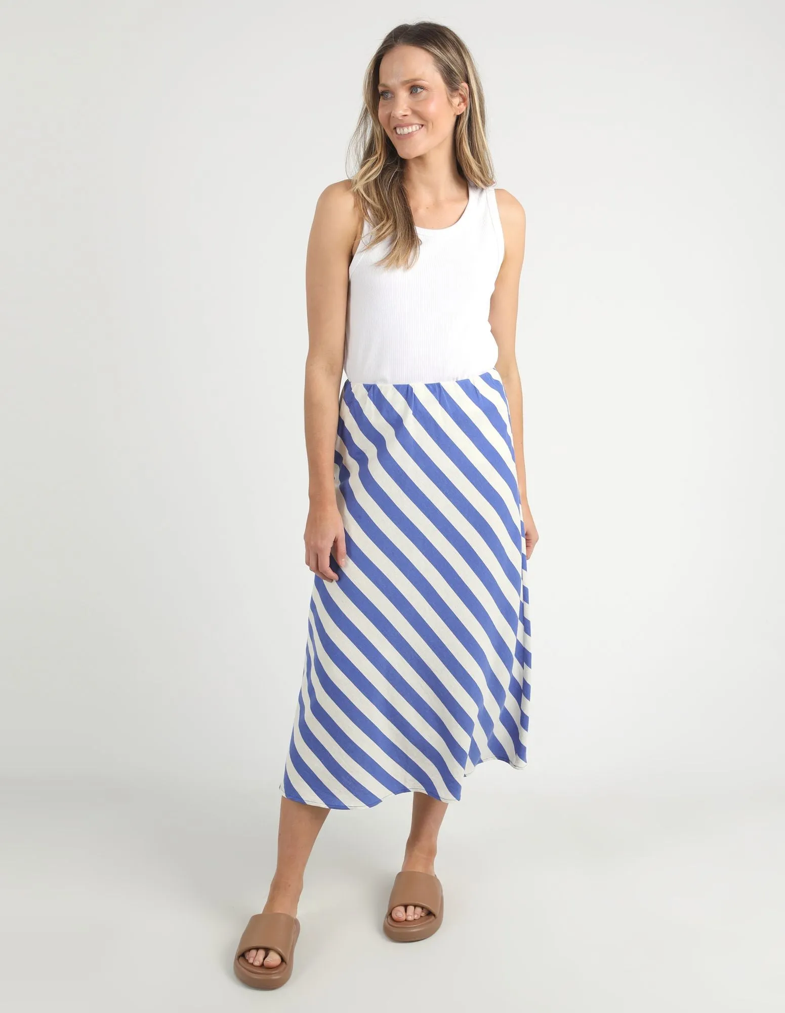 Palermo Stripe Skirt - Royal Blue/Marshmallow Stripe