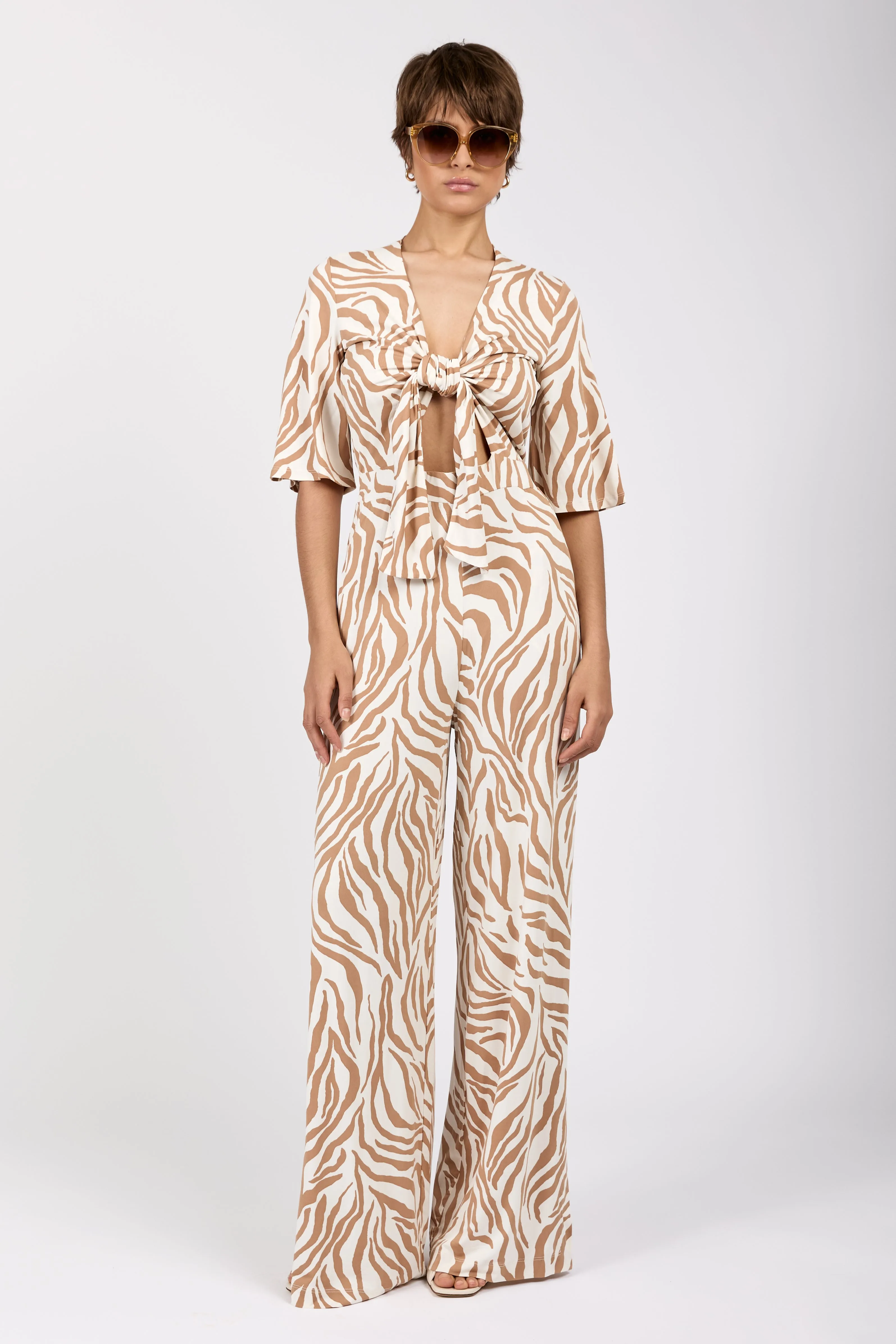 Papiri Jumpsuit Overall in Beige Zebra