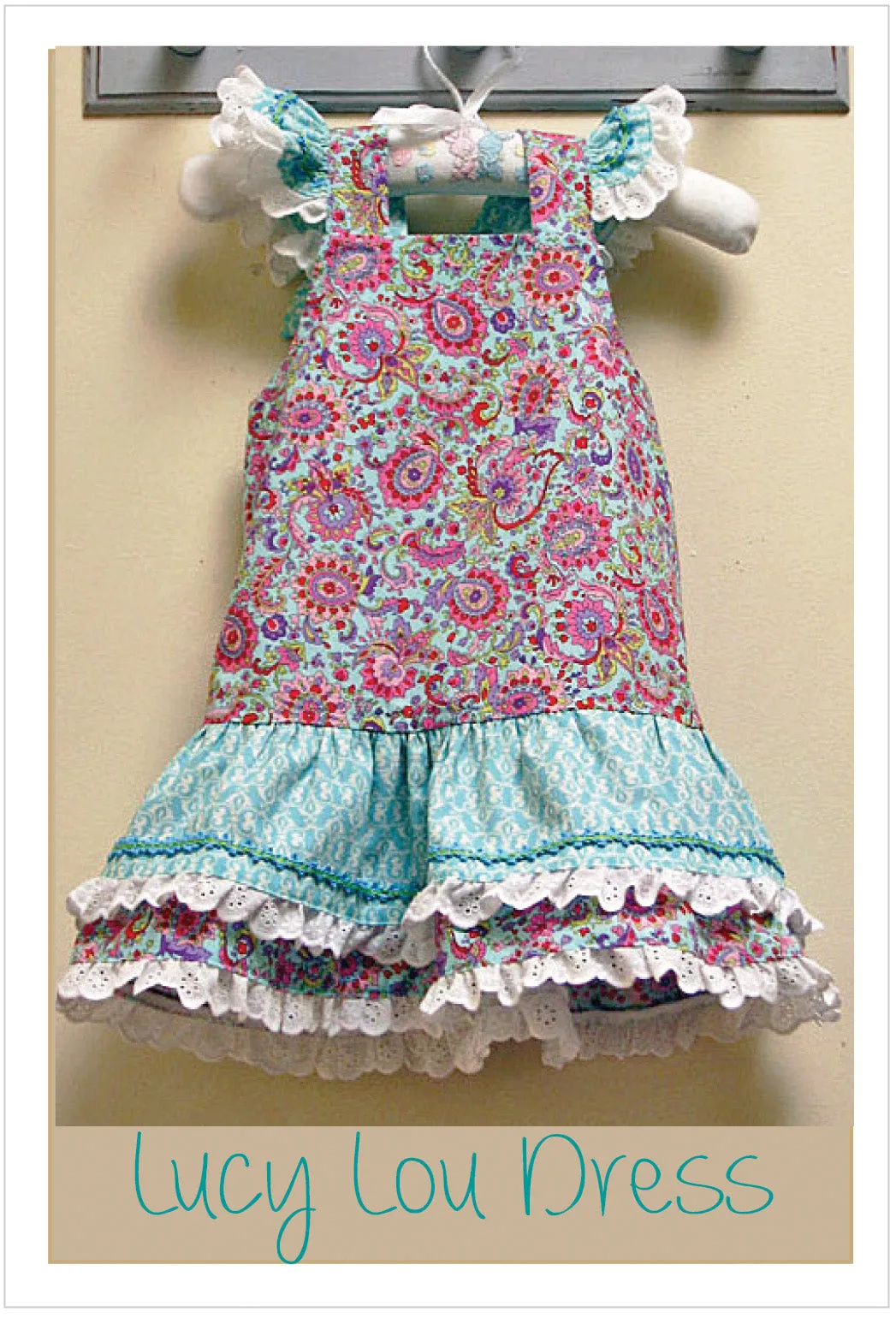 Party frock sewing pattern  LUCY LOU sizes 1 to 10 years 2 versions included. PDF pattern.