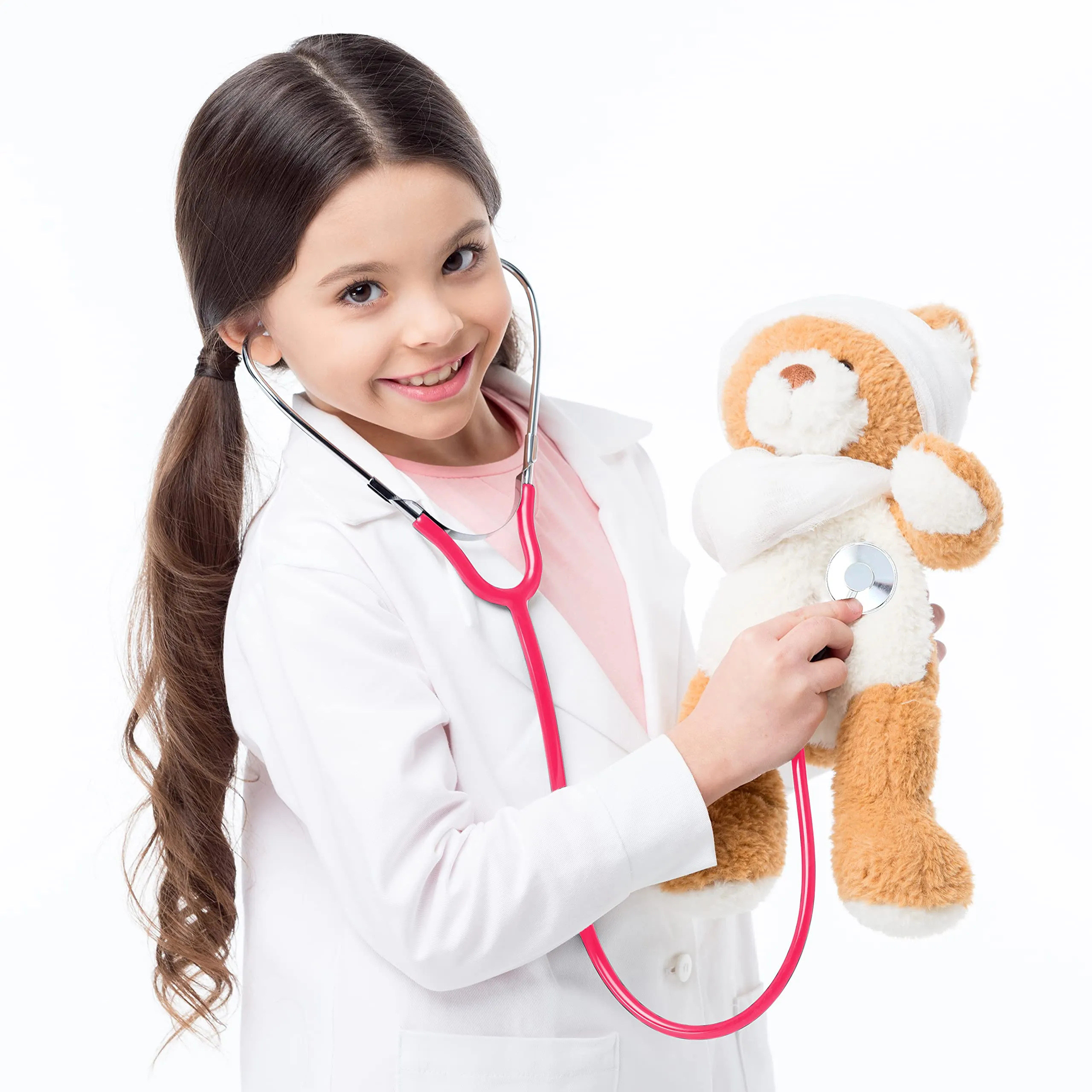 Pink Doctor's Stethoscope Toy - Doctor Or Nurse Pretend Play Costume Accessories and Prop Toys for Kids - 1 Piece