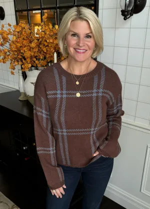 Plaid Chocolate Jacquard Sweater