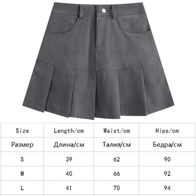 Pleated Skirt Women Y2k Harajuku White Pencil Skirt Uniforms Safety Pants Summer Solid Color Casual Mini Kawaii Skirt Fashion