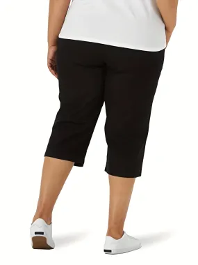 Plus Size Solid High Rise Slim Fit Capri Pants - Effortless Chic for Everyday Comfort