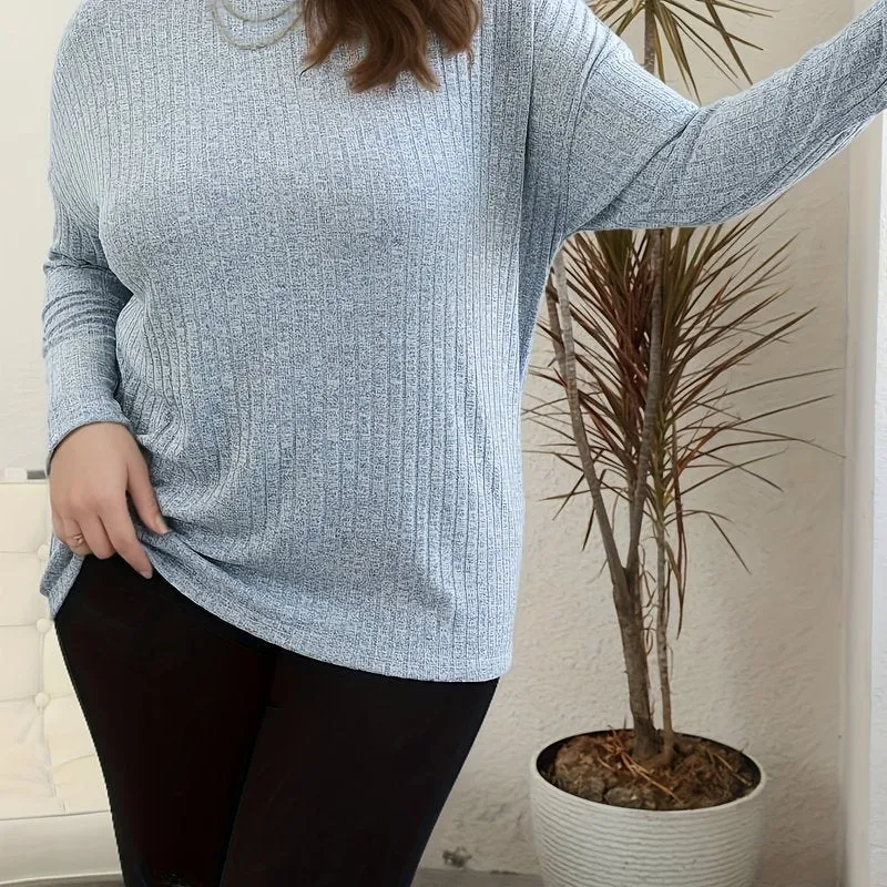 Plus Size Solid Ribbed Sweater - Versatile Chic for Every Occasion