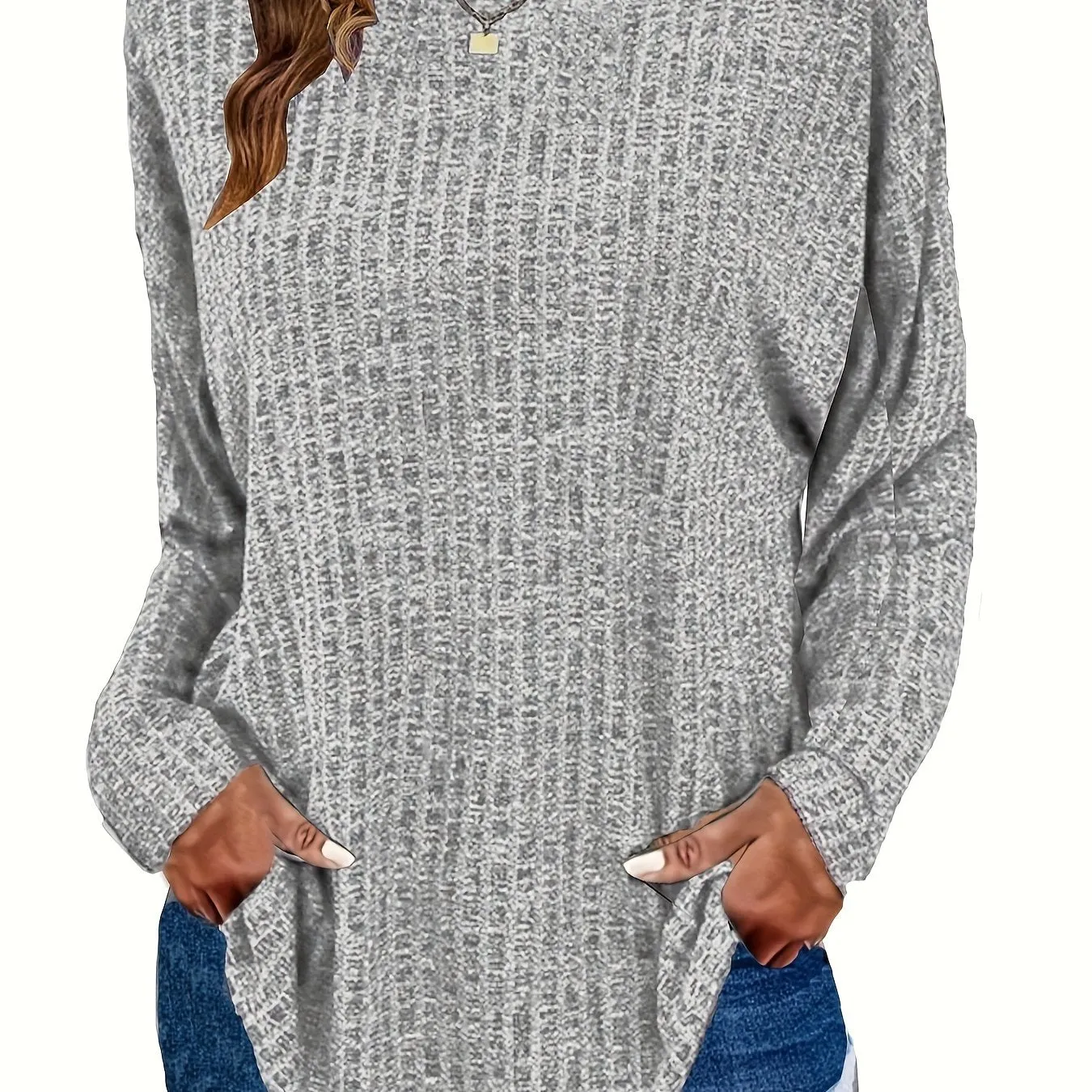 Plus Size Solid Ribbed Sweater - Versatile Chic for Every Occasion