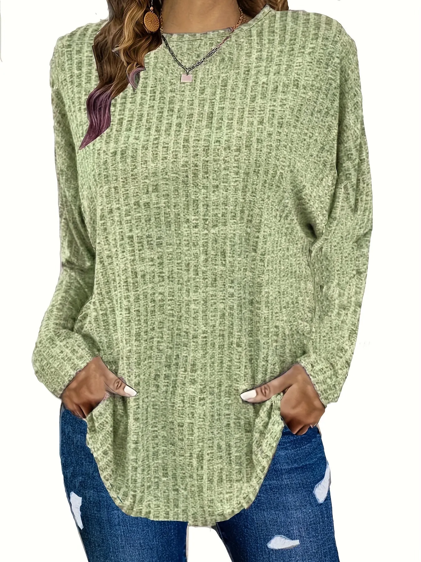 Plus Size Solid Ribbed Sweater - Versatile Chic for Every Occasion