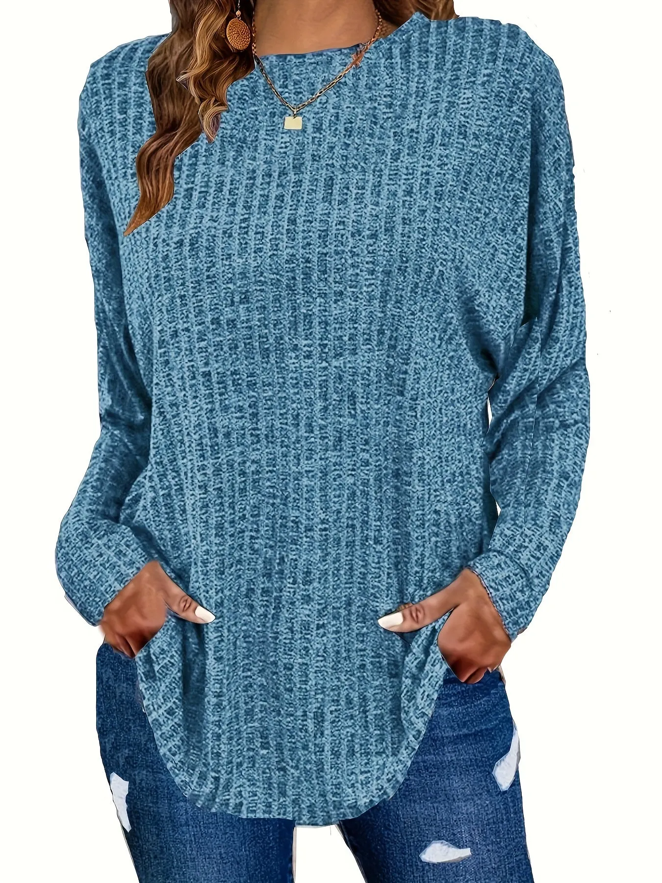 Plus Size Solid Ribbed Sweater - Versatile Chic for Every Occasion