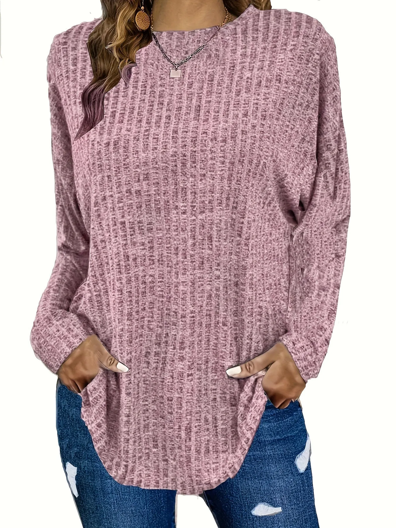 Plus Size Solid Ribbed Sweater - Versatile Chic for Every Occasion