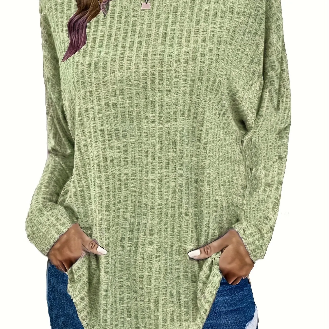 Plus Size Solid Ribbed Sweater - Versatile Chic for Every Occasion