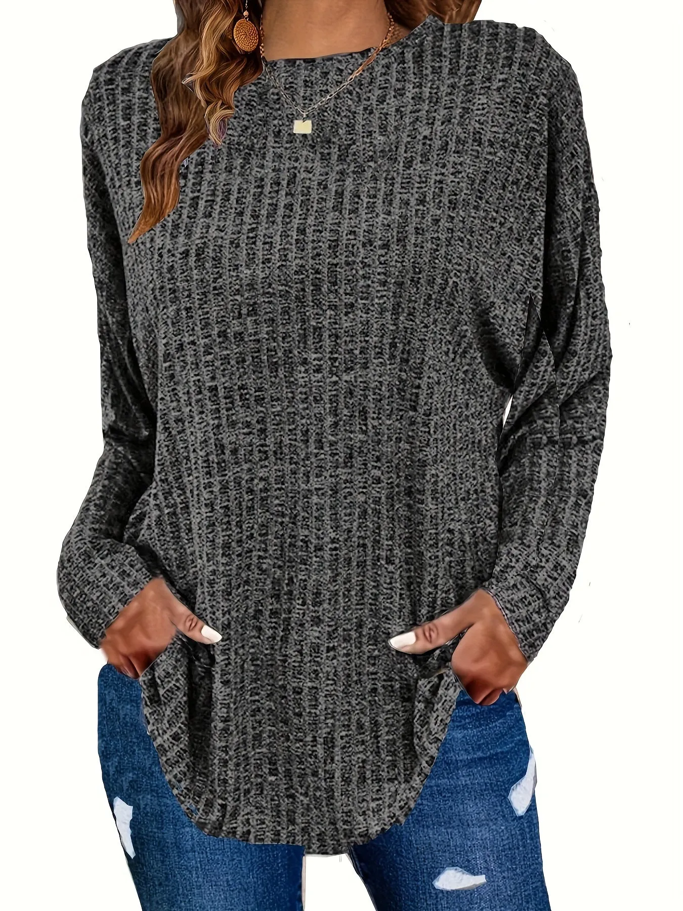 Plus Size Solid Ribbed Sweater - Versatile Chic for Every Occasion