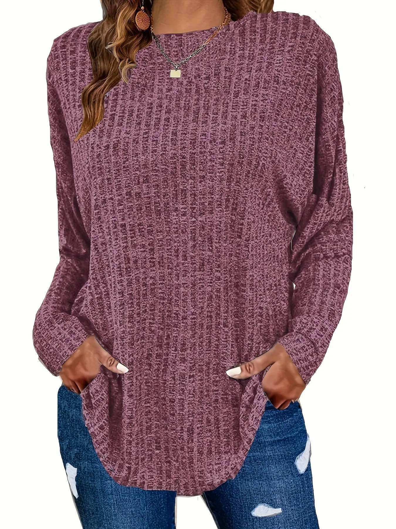 Plus Size Solid Ribbed Sweater - Versatile Chic for Every Occasion