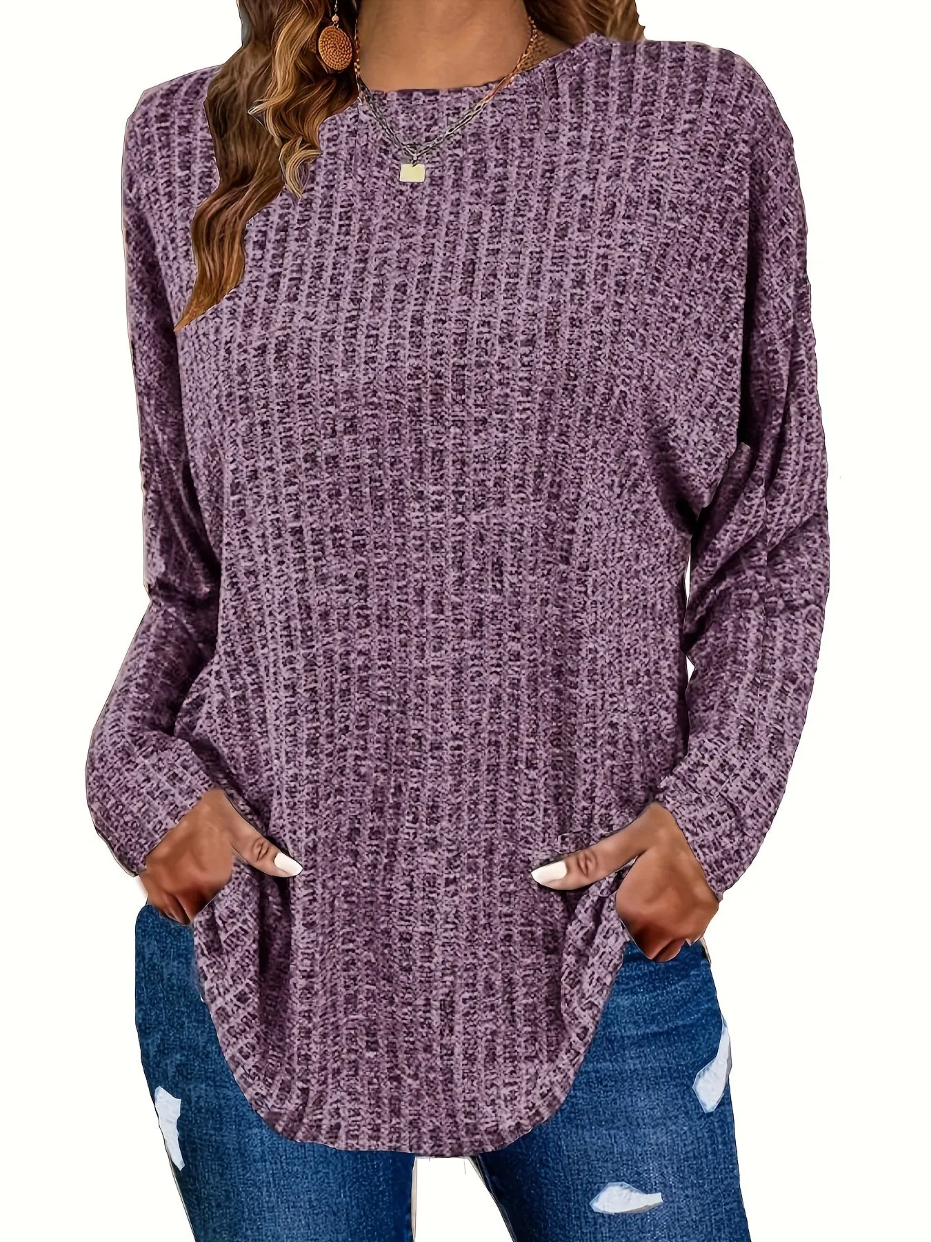 Plus Size Solid Ribbed Sweater - Versatile Chic for Every Occasion